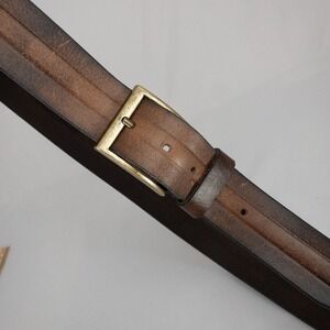 James Campbell Belt Mens 40 Brown Leather Brass Buckle (39.5"-43.5")